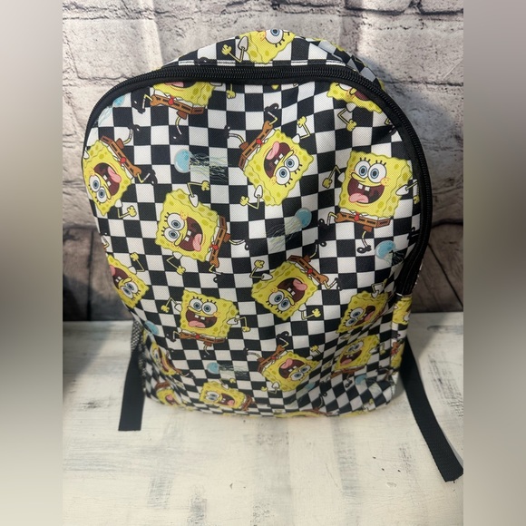 SpongeBob SquarePants jelly fishing black & white backpack new - Picture 2 of 5